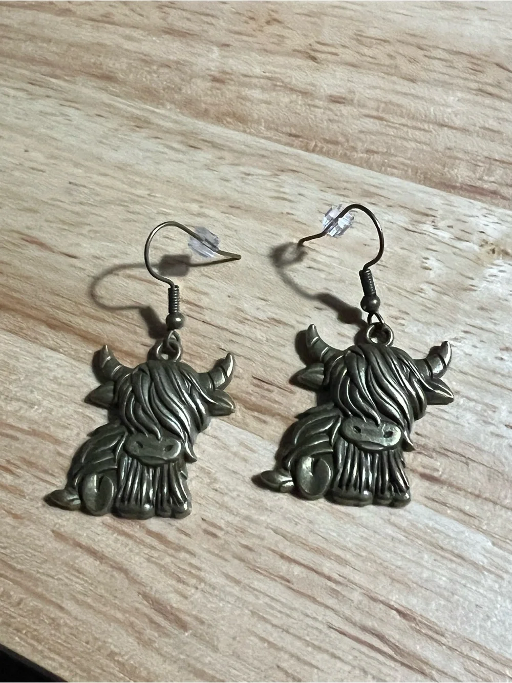 Bronze color Highland Cow Dangle Earrings - E215